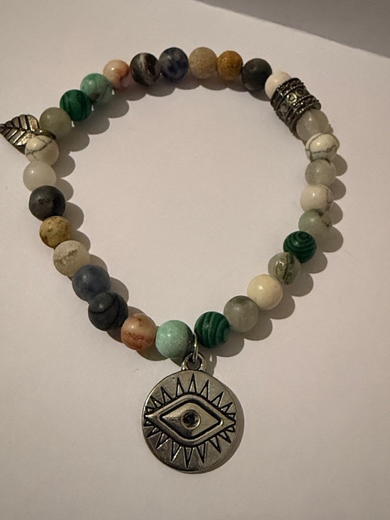 Bohemian Beaded Bracelet Set with Evil Eye and Hamsa Charms - Picture 4 of 7